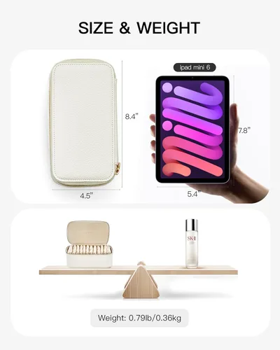 Miniatura 5 de Vlando Joyero, bolsas de almacenamiento de viaje, decoración moderna, caja de joyería de piel sintética para 12 bolsas de terciopelo transparente
