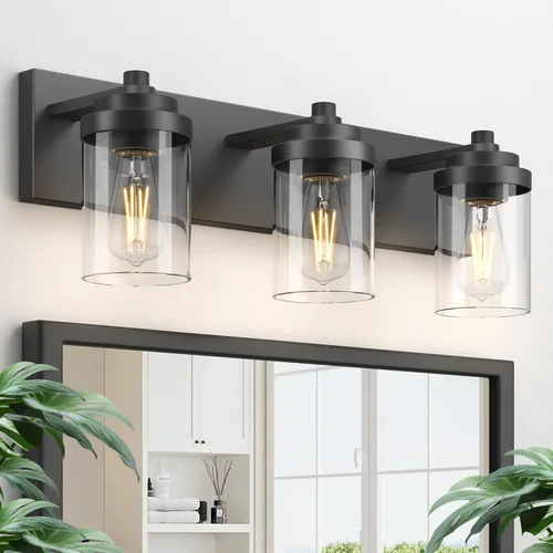 Miniatura 12 de Accesorios de iluminación de tocador modernos de 5 luces sobre espejo, accesorios de iluminación de baño en negro mate, luces de tocador, aplique