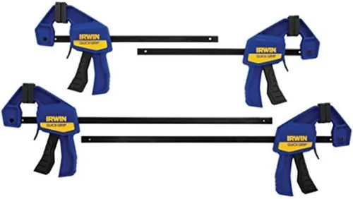 IRWIN QUICK-GRIP Abrazadera de barra, con una mano, mini, 6 pulgadas (2), 12 pulgadas (2), paquete de 4 (1964748) azul, amarillo