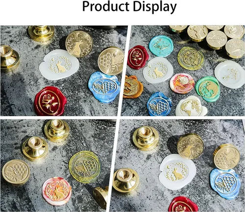 Miniatura 4 de SUPERDANT Sello de cera para aviones de 0.98 pulgadas, sello de cera vintage con cabeza de latón de repuesto, mango de madera, sellado