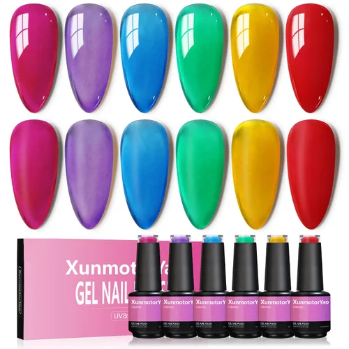 Miniatura 14 de Juego de esmaltes de uñas de gel, 6 colores, color rosa nude, kit de esmalte de uñas LED UV, kit de uñas Minicure para bricolaje, arte de uñas