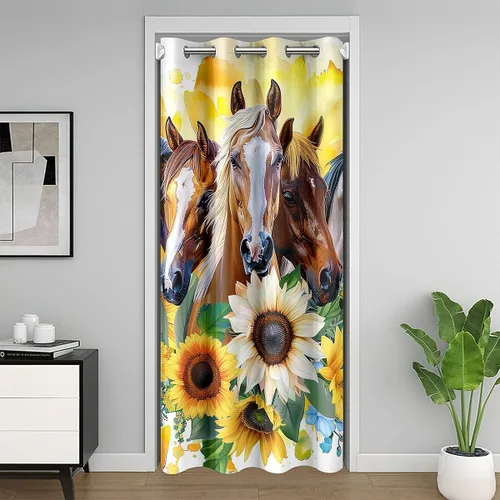 Miniatura 7 de Erosebridal Cortinas opacas de hojas para ventana de puerta, cortinas opacas de hojas blancas y negras, cortina de puerta de hojas, plantas Hojas