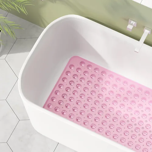 Miniatura 3 de AmazerBath Tapete de ducha antideslizante de 40 x 16 pulgadas, tapete de ducha con ventosas y agujeros de drenaje, tapete de baño antideslizante
