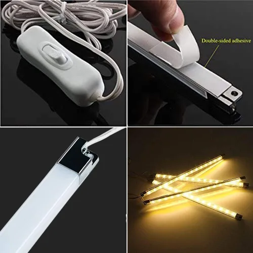 Miniatura 7 de Kit de Tiras de Luz LED Premium: 6 x 12 Barras Conectables + Interruptor Basculante para Iluminación Ambiental Blanca Cálida en Gabinetes, Closets