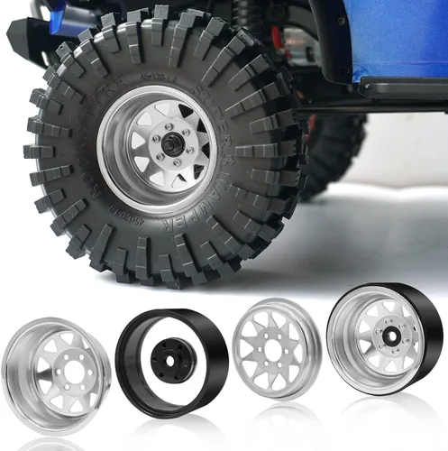 Miniatura 3 de OGRC 4 piezas de ruedas de aluminio de 1.9 pulgadas con Beadlock y offset negativo para TRX4 TRX6 SCX10 I II III 90046 AXI03007 Redcat GEN7 GEN8