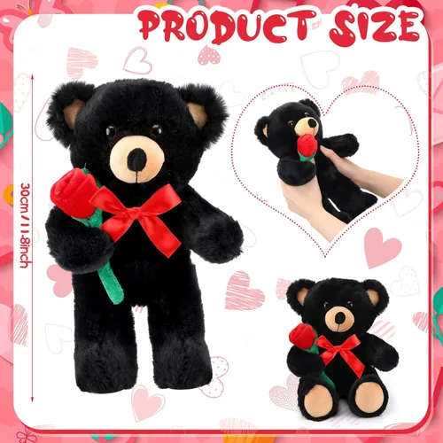 Miniatura 3 de Civaner Regalo de oso con rosa, divertido y lindo oso de peluche para niños pequeños, mamá, día de la madre, novia, cumpleaños, boda, 11.8 pulgadas