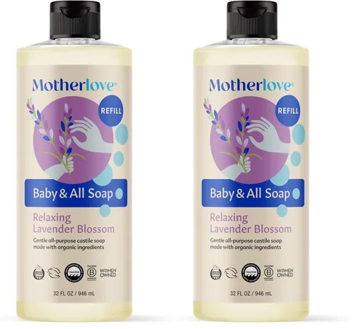 Miniatura 10 de Motherlove Jabón para bebé y todo uso (32 oz) Jabón de Castilla de espuma suave multiuso hecho con ingredientes orgánicos - Flor de lavanda relajante