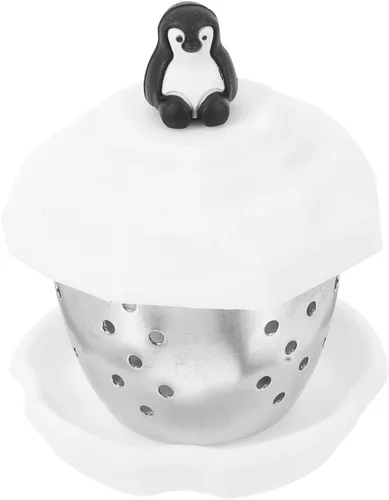Luxshiny Filtro de té de pingüino reutilizable de acero inoxidable para hojas sueltas más empinadas de 2.36 x 1.96 x 1.96 pulgadas, infusor con