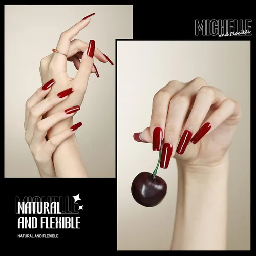 Miniatura 4 de Michelle 504 puntas de uñas postizas largas cuadradas a presión, puntas de uñas de gel preformadas para uñas acrílicas de cobertura completa, uñas