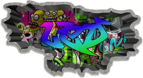 Miniatura 11 de Calcomanía de pared de graffiti con borde de hormigón profundo, calcomanía de vinilo personalizada (MYS107-S)