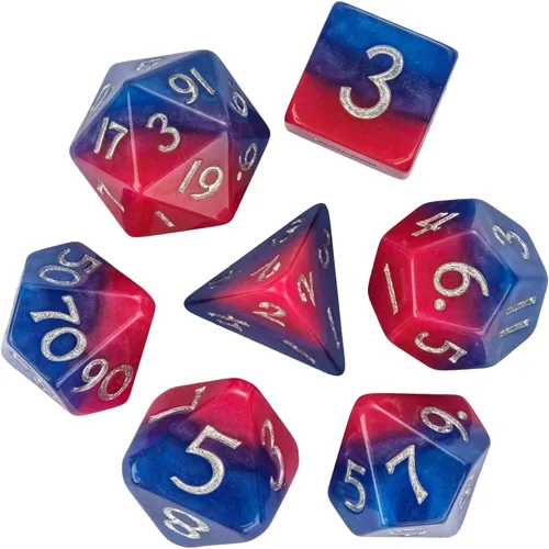 Miniatura 38 de Juego de dados de resina para DND, juego de 7 dados poliédricos negros D&D rellenos con papel de colores brillantes para juegos de rol