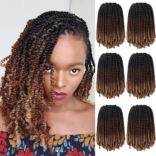 Miniatura 49 de Paquete de 2 cabello para trenzas en espiral de 8 pulgadas, cabello Spring Twist para rastas falsas, rastas de mariposa, cabello para trenzas, fibra