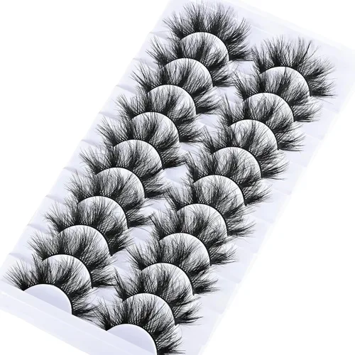 Miniatura 5 de FARRED Pestañas postizas Wispy, pestañas postizas esponjosas 10 pares, pestañas de muñeco de visón, pestañas Wispy, aspecto natural