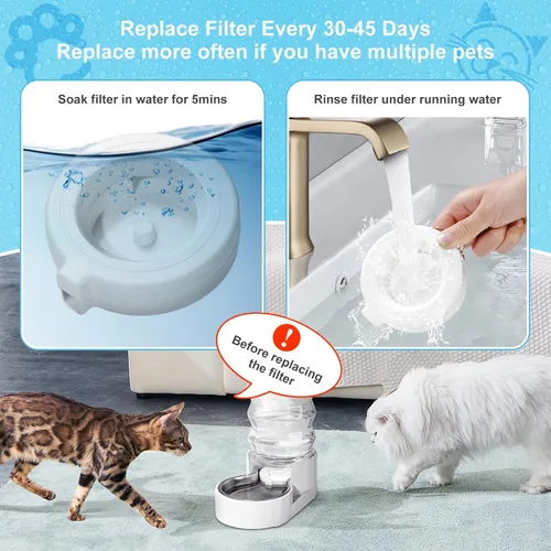 Miniatura 6 de Paquete de 4 filtros de repuesto para dispensador de agua de mascotas por gravedad de 3.6L/4.6L/6L/8L, repuesto de filtro de agua para perros