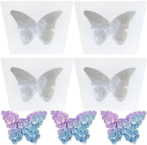 Moldes de arcilla de mariposa, 4 moldes de silicona de flores de mariposa, molde de mariposas florales 3D para resina, jabón, arcilla polimérica,