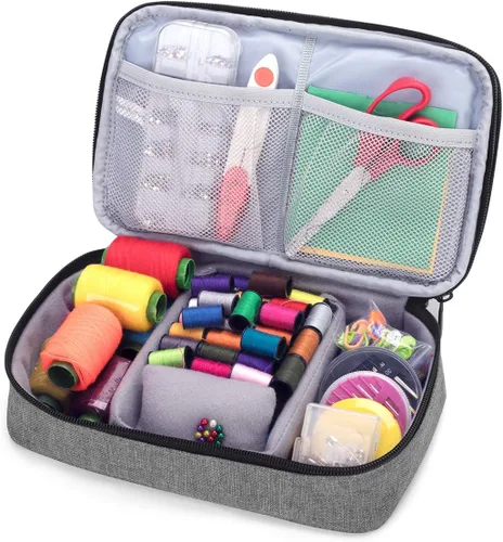 Miniatura 3 de Luxja Organizador de accesorios de costura, organizador de suministros de costura de doble capa para agujas, tijeras, cinta métrica, hilo y otras