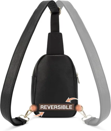 Miniatura 6 de Telena Bolso bandolera para mujer, cangurera cruzada de cuero vegano con correa ajustable