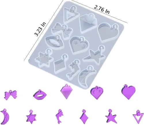 Miniatura 4 de Moldes de resina para aretes, moldes de fundición de joyería de silicona, hoja, estrella, luna, notas, moldes para colgantes, llaveros y collares