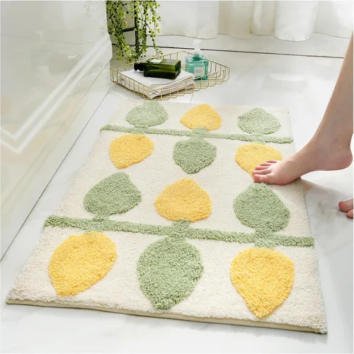 Miniatura 8 de Apeso Alfombra de baño con patrón de plantas, ultra absorbente, antideslizante, lavable a máquina, alfombra de felpa gruesa, microfibra suave