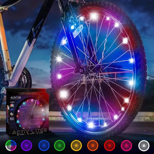 Miniatura 13 de Activ Life Luces LED para rueda de bicicleta con pilas incluidas. Obtén 100% más brillantes y visibles desde todos los ángulos para la máxima