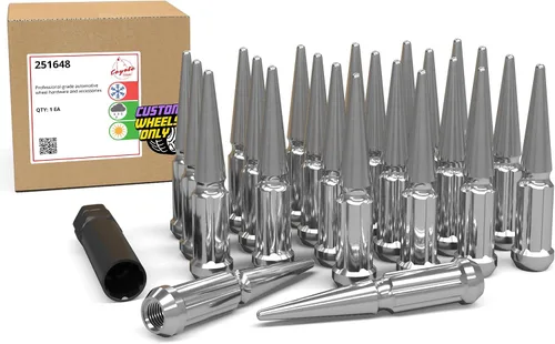 Miniatura 10 de Wheel Accessories Parts 24 piezas M14x1.5 14x1.5 rosca Bulge Bellota 1.90" tuercas largas negras 3/4" 0.748 in hexagonales para Chevy Silverado GMC