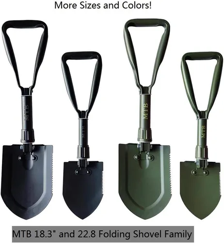 Miniatura 7 de Pala plegable militar para campamento, herramienta de entrenamiento de acero de alto carbono con borde de sierra de madera y funda de transporte