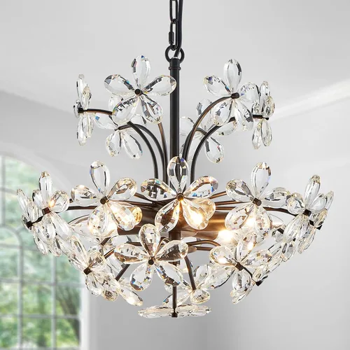 Miniatura 13 de WUZUPS Candelabro colgante de cristal con 5 luces, lámpara de techo moderna para dormitorio, pasillo, bar, cocina, baño, 20.3 pulgadas de alto