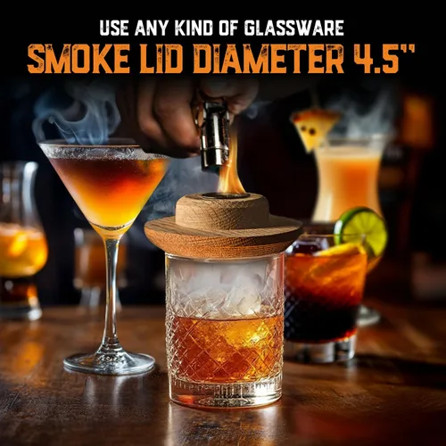 Miniatura 7 de Kit de Ahumador de Cóctel de Whisky Personalizado con Soplete y Astillas de Madera - Juego Premium, Ahumador de Roble de EE.UU. - Kit de Cóctel Old