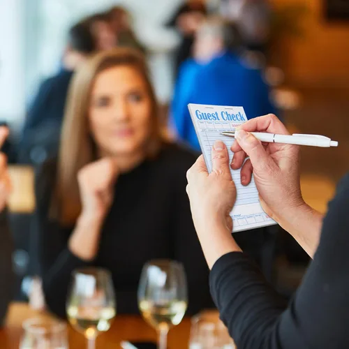Miniatura 5 de Paquete de 100 cuadernos de cheques de invitados para servidores a granel, bloc de notas para camarera, chequera, accesorios de papel, libro de Azul