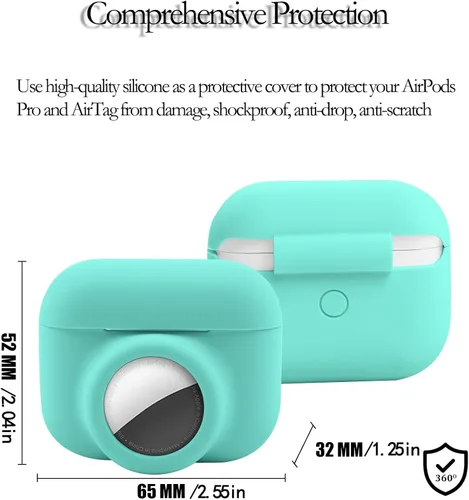 Miniatura 3 de Juego de funda protectora 2 en 1 compatible con Airpods Pro y Airtag, funda de silicona para rastreador GPS, suave a prueba de golpes, antiarañazos