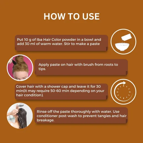 Miniatura 4 de Iba - Coloración de cabello castaño medio para mujer, bolsita de polvo 100 % pura a base de henna, color natural para el cabello y larga duración