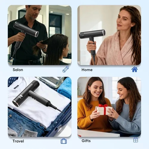 Miniatura 8 de Nicebay Secador de Pelo Iónico con Difusor para Cabello Rizado, Motor Sin Escobillas de Alta Velocidad de 1600W y 110000RPM para Secado Rápido