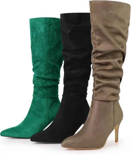 Miniatura 2 de Allegra K Botas altas hasta la rodilla con tacón de aguja y puntera puntiaguda para mujer
