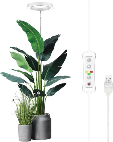Miniatura 20 de Yadoker - Luz de cultivo LED de espectro completo para plantas de interior, lupa negra, altura ajustable, temporizador automático, bajo voltaje
