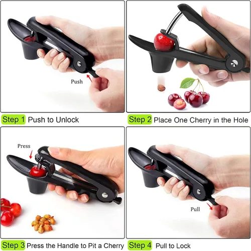 Miniatura 4 de Picadora de cerezas, herramienta para deshuesar de oliva, removedor de herramientas para deshuesar cereza, removedor de núcleo de pozo de frutas
