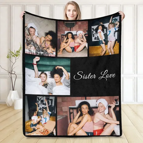 Miniatura 15 de D-Story Manta personalizada con fotos, manta de fotos personalizada con cualquier texto, manta de forro polar personalizada para cama, sofá