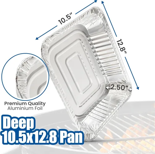 Miniatura 2 de Sartenes de aluminio desechables de tamaño medio (paquete de 10) – Fabricado en Estados Unidos – Sartenes de aluminio resistentes de 9 x 13