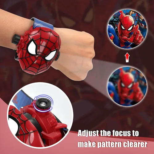 Miniatura 4 de Spider-Man - Reloj con proyector de 24 imágenes, reloj de pulsera digital con imagen de dibujos animados, regalo de fiesta para niños y niñas