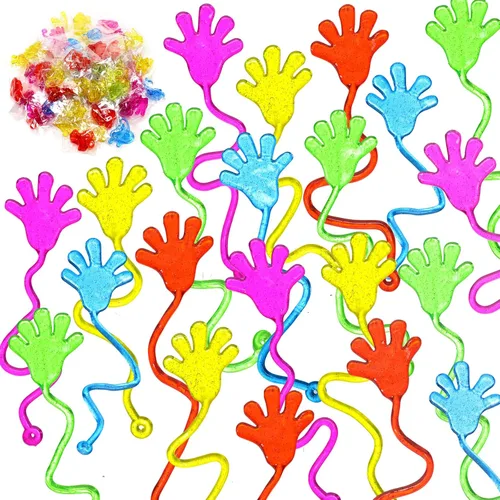 Leyndo 200 piezas de manos adhesivas con purpurina a granel, recuerdos de fiesta para niños, bolsas de regalo, mini juguetes elásticos, suministros