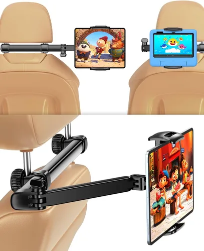 Miniatura 2 de Tryone Soporte para tablet para reposacabezas para accesorios de automóvil: [brazo de 18.11 pulgadas de largo] Soporte 3 en 1 para tableta