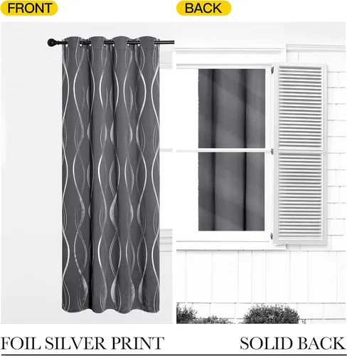 Miniatura 6 de NICETOWN Paneles de Cortinas Opacas para Dormitorio - Tratamiento de Ventanas con Aislamiento Térmico, Ojales Sólidos, Cortinas Opacas con Diseño