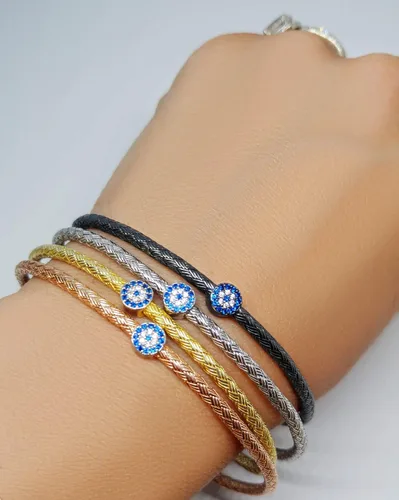 Miniatura 5 de Evil Eye Sterling Silver Bangle Bracelet for Women