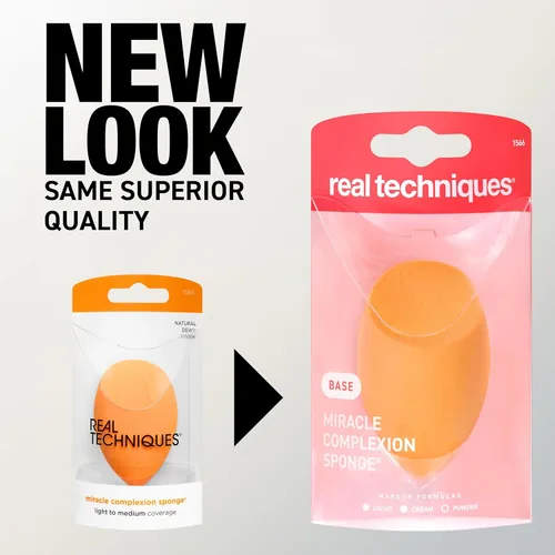 Miniatura 5 de Real Techniques Miracle Complexion Beauty Sponge Esponja Mezcladora de Maquillaje, Juego de 4 Naranja