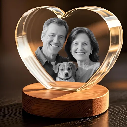 Foto de Cristal 3D, Regalos Personalizados del Día de la Madre para Mujeres Hombres Esposa Marido Mamá Padre, Regalos Personalizados con Grabado