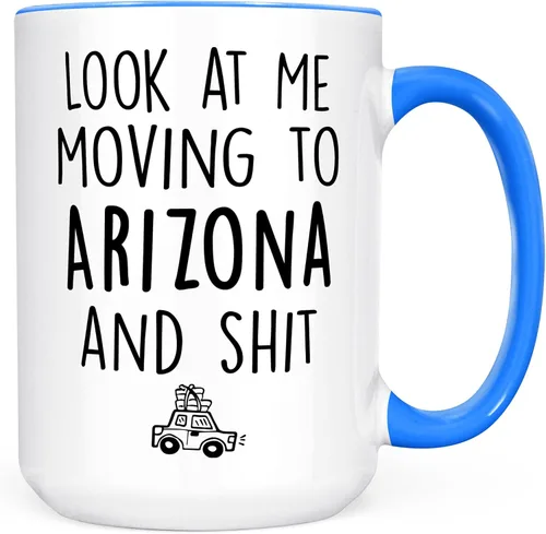 Miniatura 7 de Sweet & Salty Taza con texto en inglés «Look at Me Moving to Arizona», regalos para alguien que se muda fuera del estado, «Welcome Farewell Goodbye