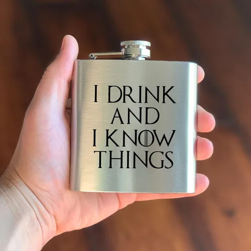 Miniatura 3 de I DRINK AND I KNOW THINGS - Frasco de cadera maldito fino, acero inoxidable de 6 onzas, regalo divertido para profesores, esposa, marido, hermana