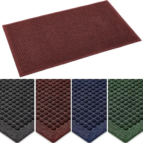 Miniatura 5 de Ecomills Tapete de goma para atrapador de agua, 18 x 30 pulgadas, azul, tapete de entrada absorbente para barro, lluvia, nieve, interior y exterior