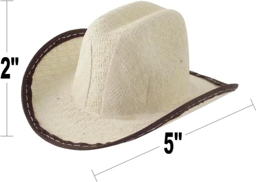 Miniatura 3 de Mini sombrero de vaquero, 2 pulgadas de alto, paquete de 12, Beige