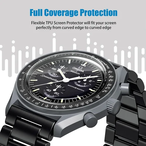 Miniatura 7 de Stanchev Protector de cristal para Moonswatch, protector de pantalla de TPU suave antiarañazos, compatible con Swatch Omega Moonwatch, protector