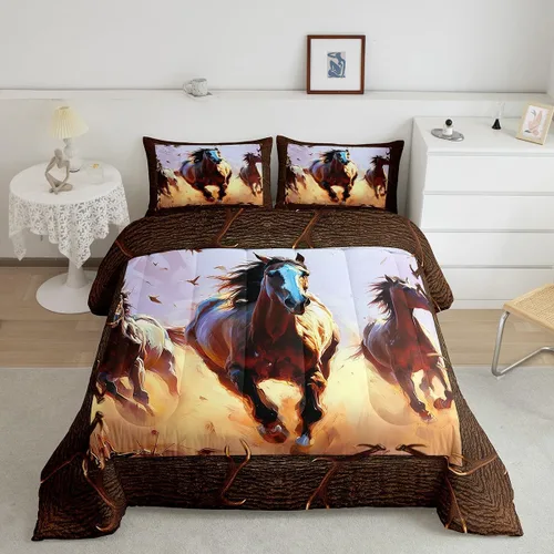 Miniatura 39 de Erosebridal Juego de ropa de cama de oso marrón, juego de edredón de animales de safari en el bosque, acuarela con relleno de edredón de vida